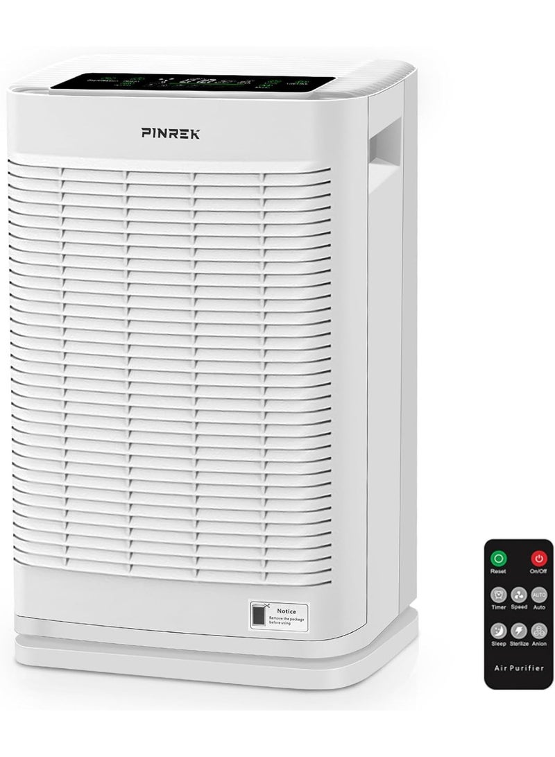 PINREK Air Purifier for Home Large Room and Office, Up to 120㎡, True HEPA Smart Air Filter with PM2.5 Intelligent Air Quality Sensor, Sleep Mode, Timer, Removes 99.97% Pollen, Allergy, Dust, Pet Hair - Image 1
